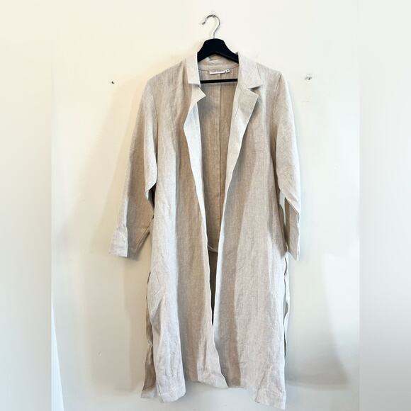 Only Child Fern Trench in Linen oatmeal neutral natural linen coat spring summer - Picture 12 of 14